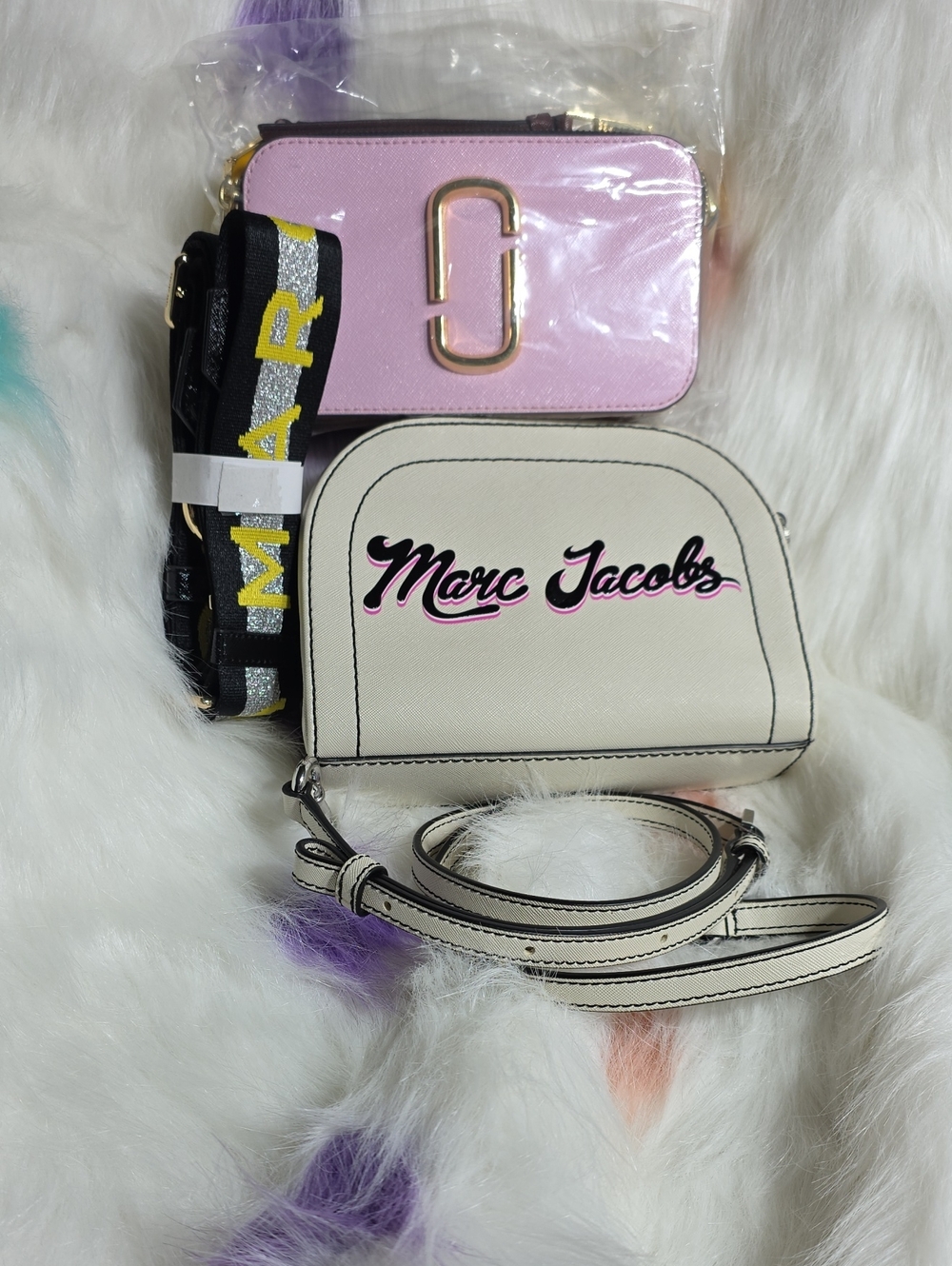 Marc Jacobs White Crossbody with Snapshot Crossbody Pale Pink